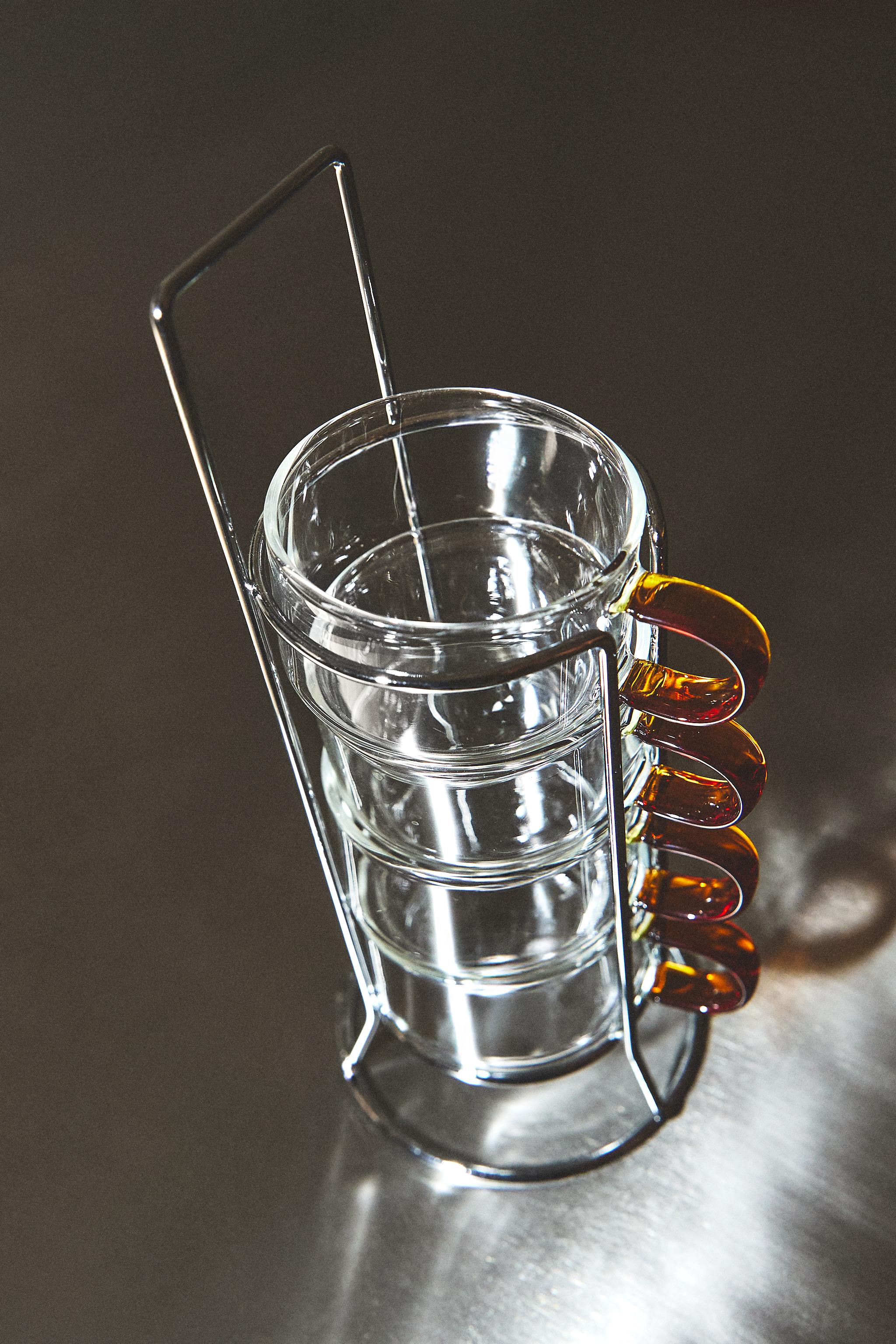 TOUR DE TASSES EN BOROSILICATE ANSE DE COULEUR (ENSEMBLE DE 4)
